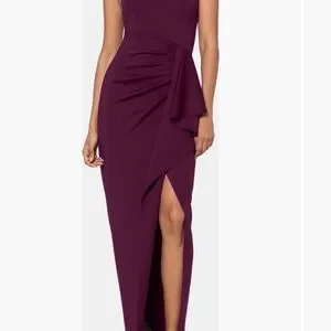 navy blue dress for baby girl XSCAPE Dress Women’s Size 4 Black One Shoulder Rhinestone Slit Midi  Asymmetrical main image 1